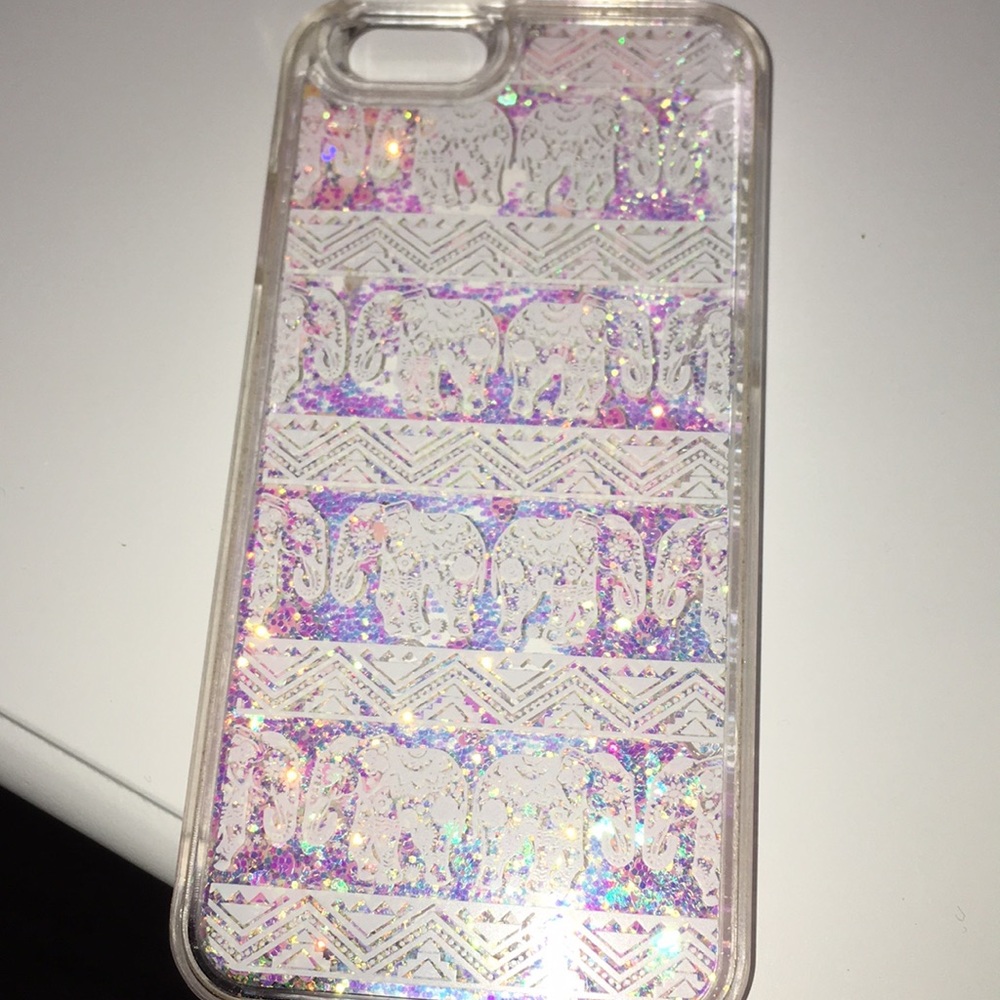 iPhone 6 liquid glitter elephant tribal print case